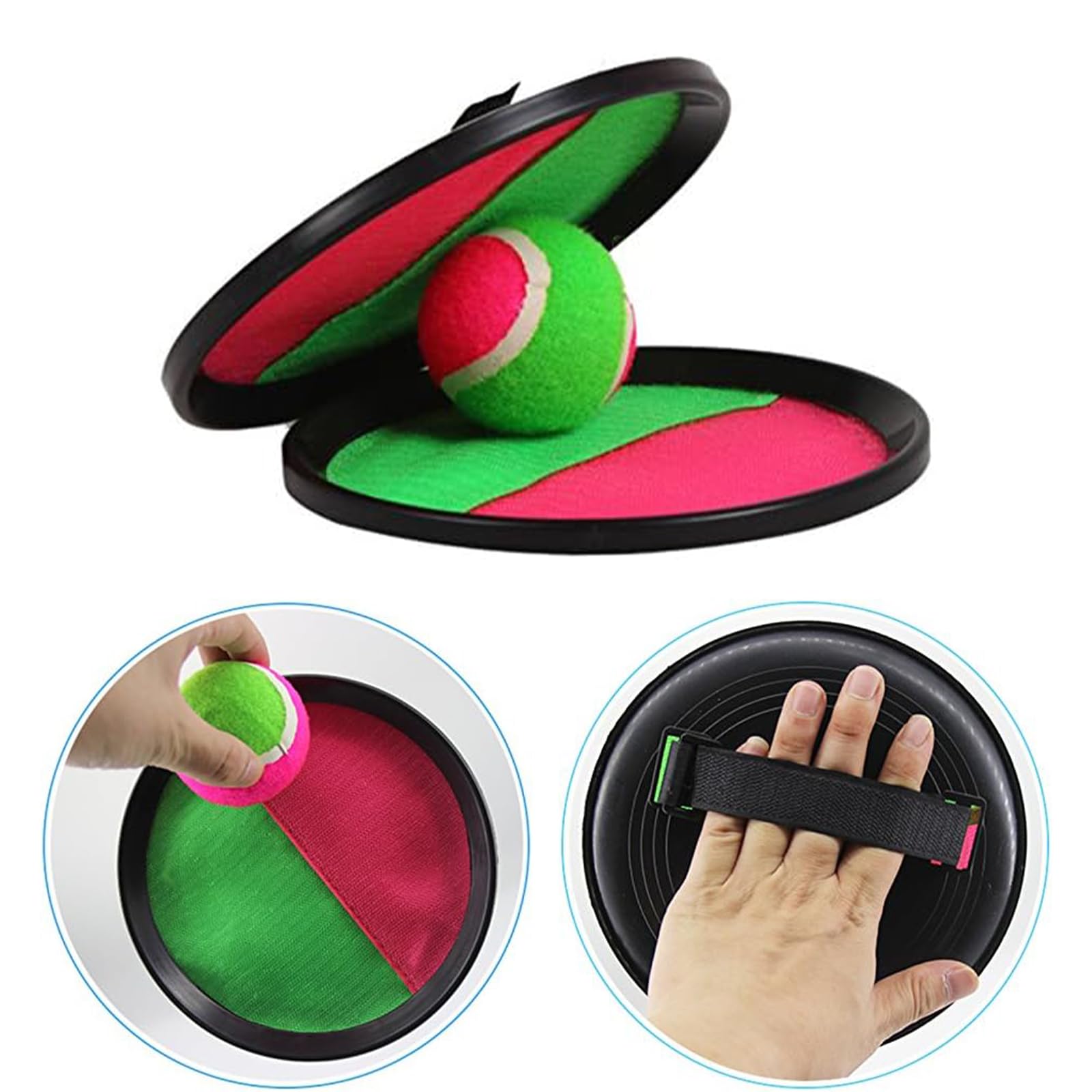 Com-four® Set Gioco Di Cattura 6 Pezzi – Dischi E Palline Appiccicose Per Spiaggia E Giardino – 4 Racchette + 2 Palline