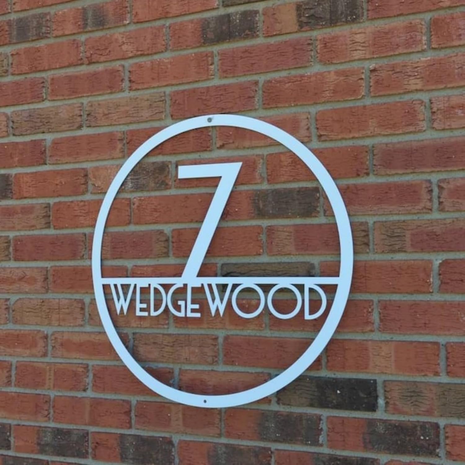 Personalized Circle Address Sign,Modern House Numbers for Outside,Custom Address Plaques with Street Name,Door Number Sign,Circle House Numbers for Yard,Decorative Signs & Plaques (30cm,White)