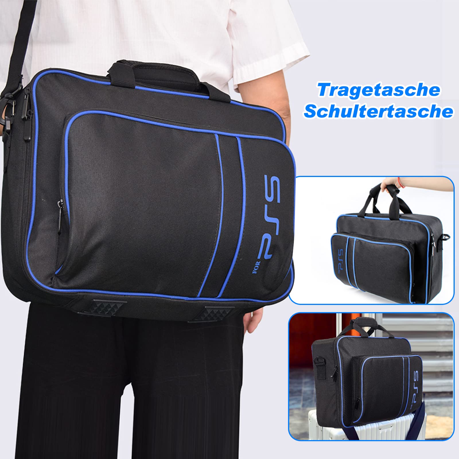 Sac pour PS5,Sacoche pour PS5 Console et Manette,Sac de Voyage Étui pour PS5 Antichoc Sac Transport pour PS5 Console Disc Digital Edition/Carte de Jeu/Casque Jeu/Base de Console/Accessoires