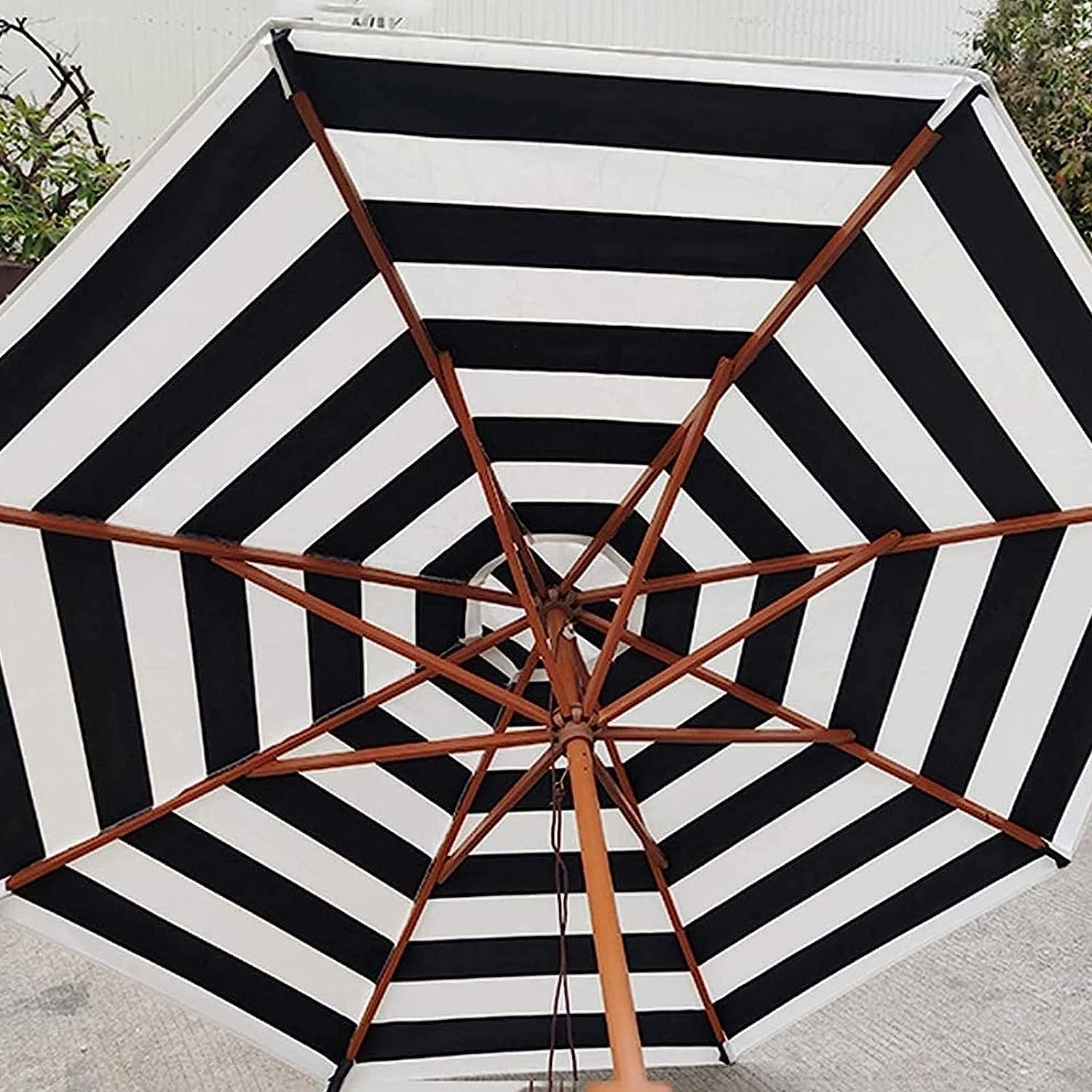 XYNSNDB Parasol Parasol ogrodowy Parasol rynkowy Paski Parasol zewnętrzny Wentylowany parasol plażowy Regulowany Radian Drewniany parasol tarasowy do ogrodu przy basenie Parasol zewnętrzny Parasol