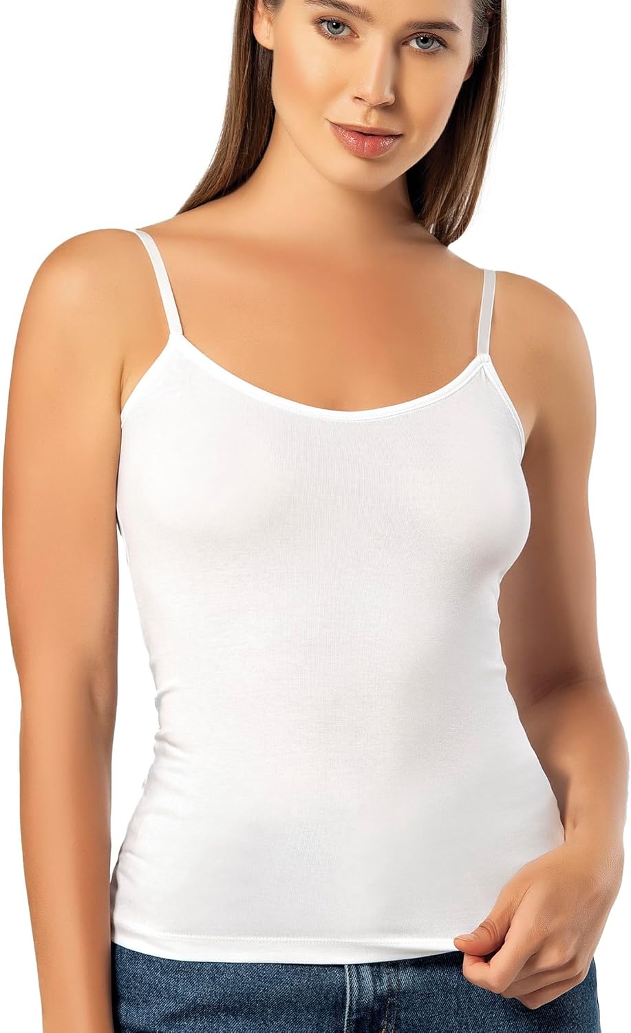VAVONNE Spaghetti Strap Camisole Tank Tops for Women, Basic Slim-Fit Cotton Cami Undershirts