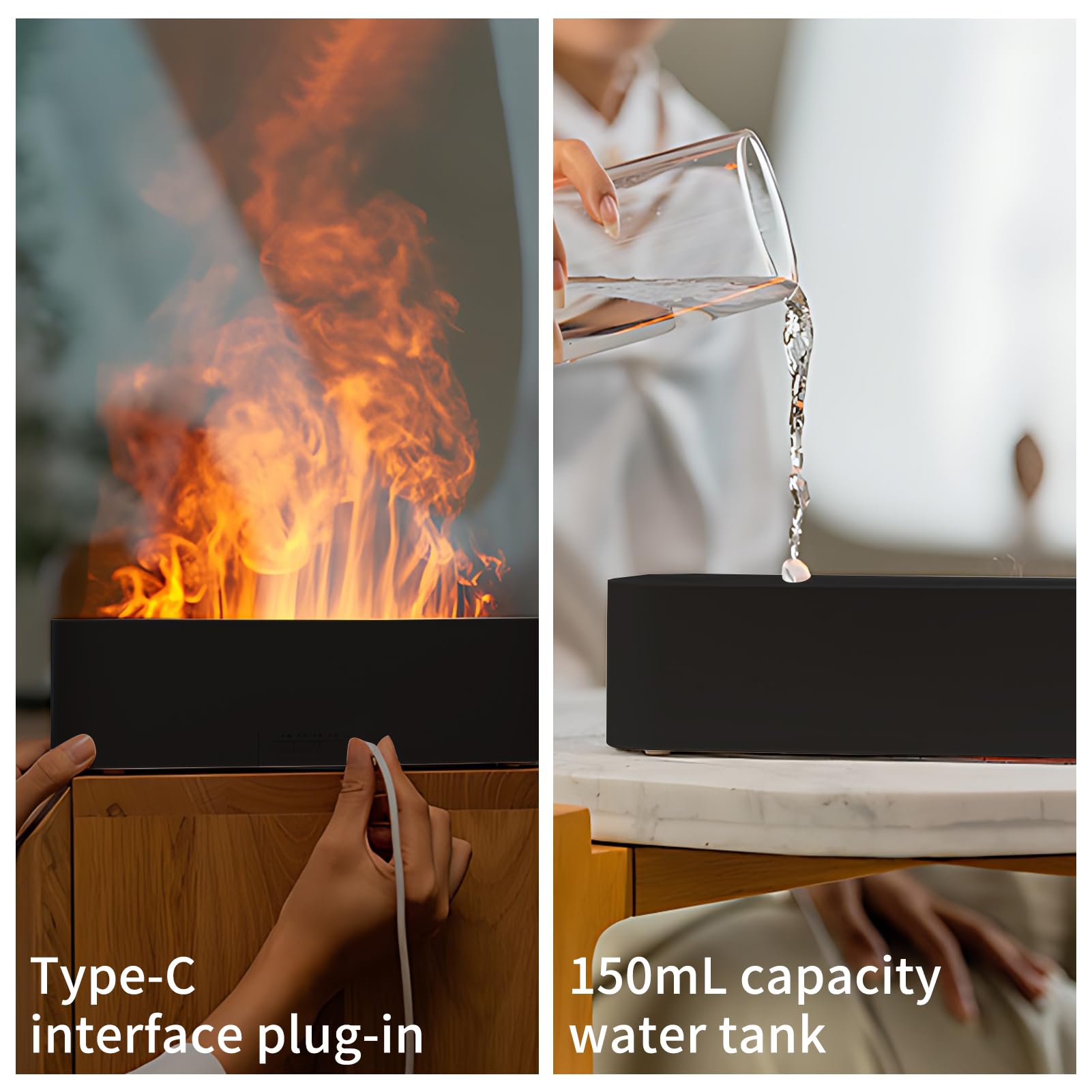 Aromadiffuser, 150 ml, diffuser voor etherische oliën, 7-kleuren-lichtvernevelaar, luchtbevochtiger, geurolie, diffuser voor kinderen, thuis of op kantoor