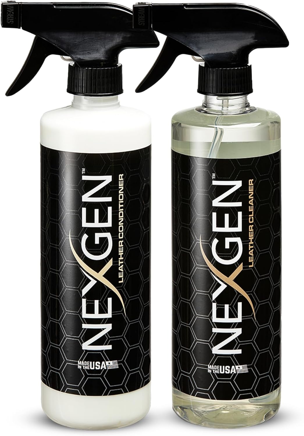 Nexgen Car Leather Cleaner and Conditioner Set - Quick Spray Car Seat Conditioner and Leather Restorer - Gentle Liquid Formula, Multi-purpose Leather Cleaner For Car, Couch, Boots, Purses, and More