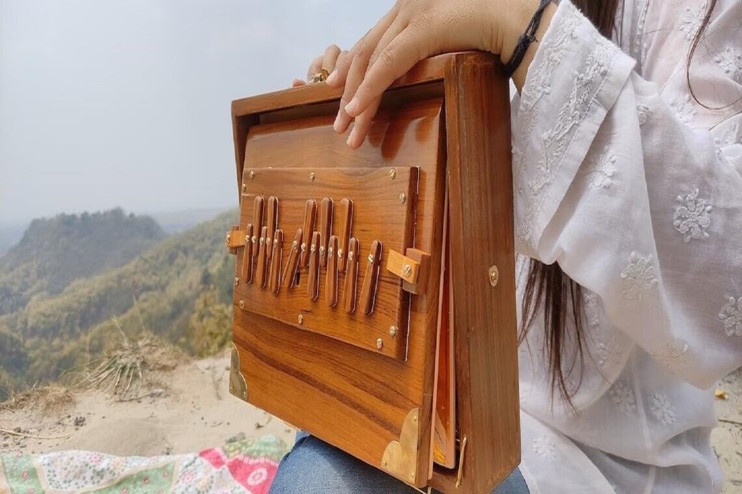 Shruti Box de 30,5 cm pour instrument de musique, surpet accordé à 432 Hz, boîte Shruti en bois de teck pur avec sac de transport