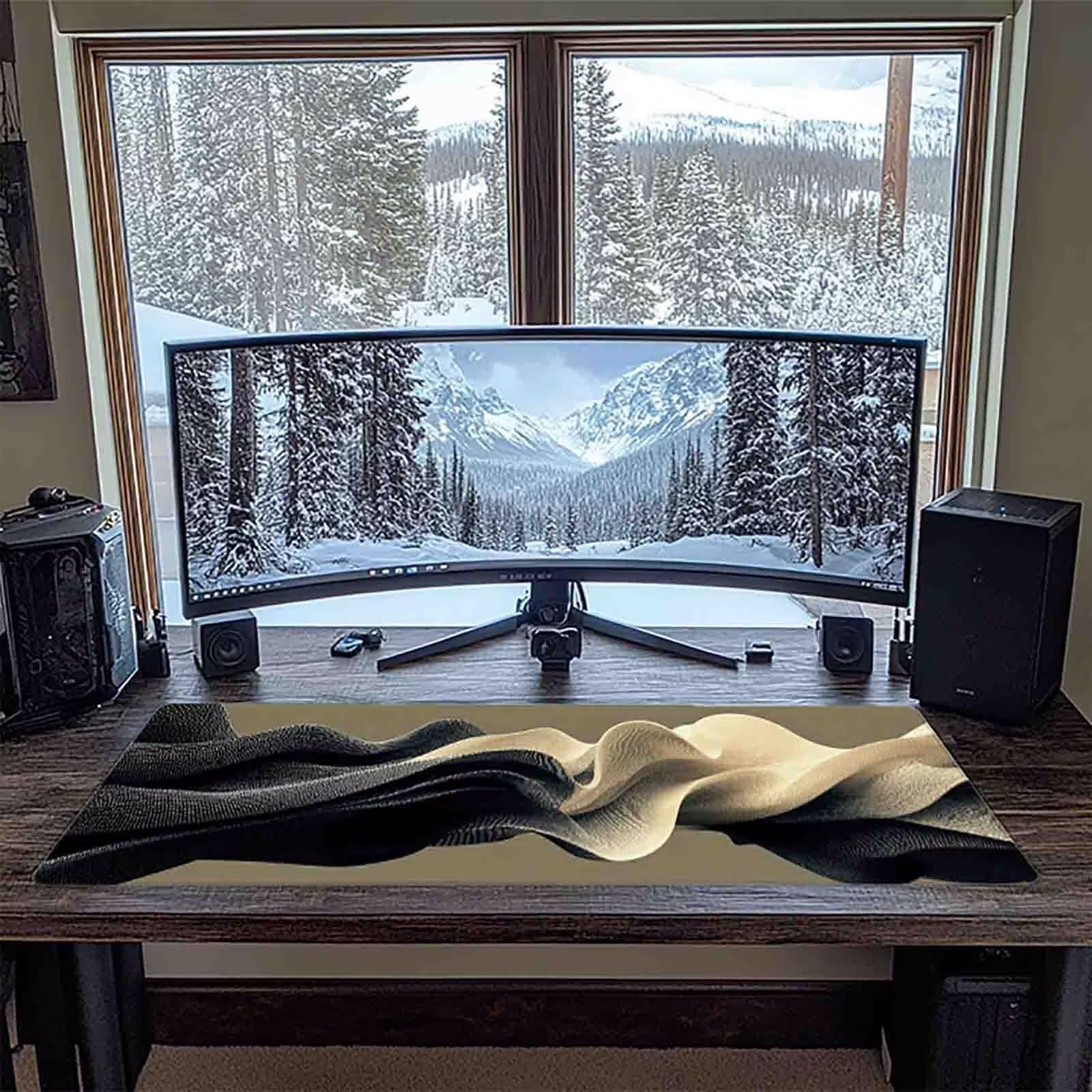Schreibtischunterlage Grau Mauspad Gaming XXL Mousepad wasserdichte rutschfeste Schreibtisch Unterlage, Verbessert Präzision und Geschwindigkeit, Gaming Zubehör, Deko Büro (Abstrakt,100x50cm) 2-l7276