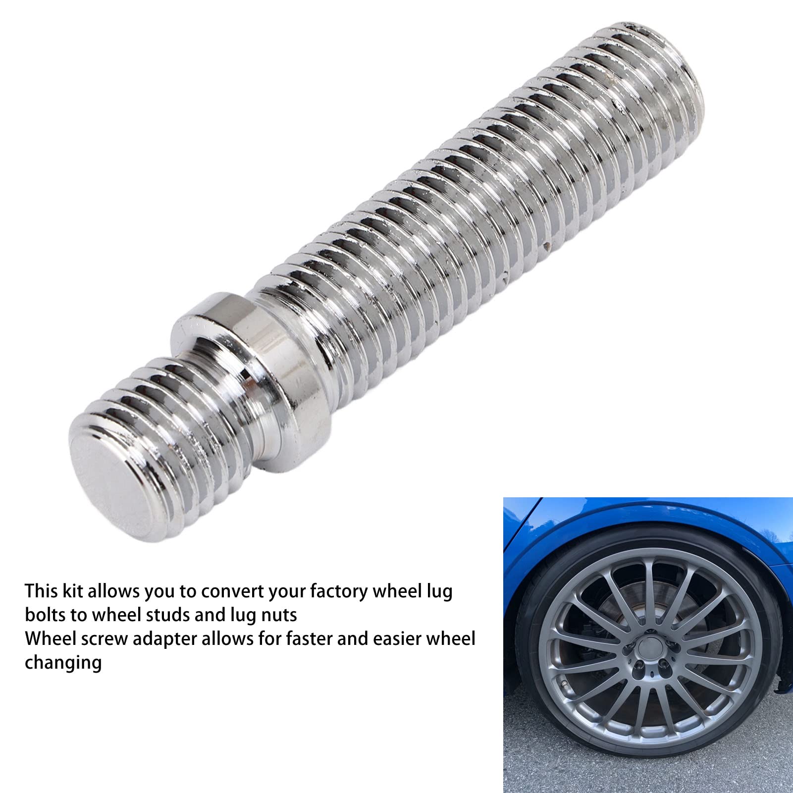 Conversione Perno Ruota Estesa, 20 Pezzi Perno di Conversione Ruota Esteso 58 Mm Lunghezza 41 Mm Bulloni Gambo Vite Prigioniera Acciaio Forgiato a Freddo per Auto(M12x1.25 to M12x1.5)