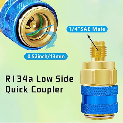 Miniatura 5 de AC R134A R1234YF Kit de manguera de recarga de refrigerante, AC R134a 1234yf Juego de calibre con válvulas de perforación de bala, R134a R1234yf