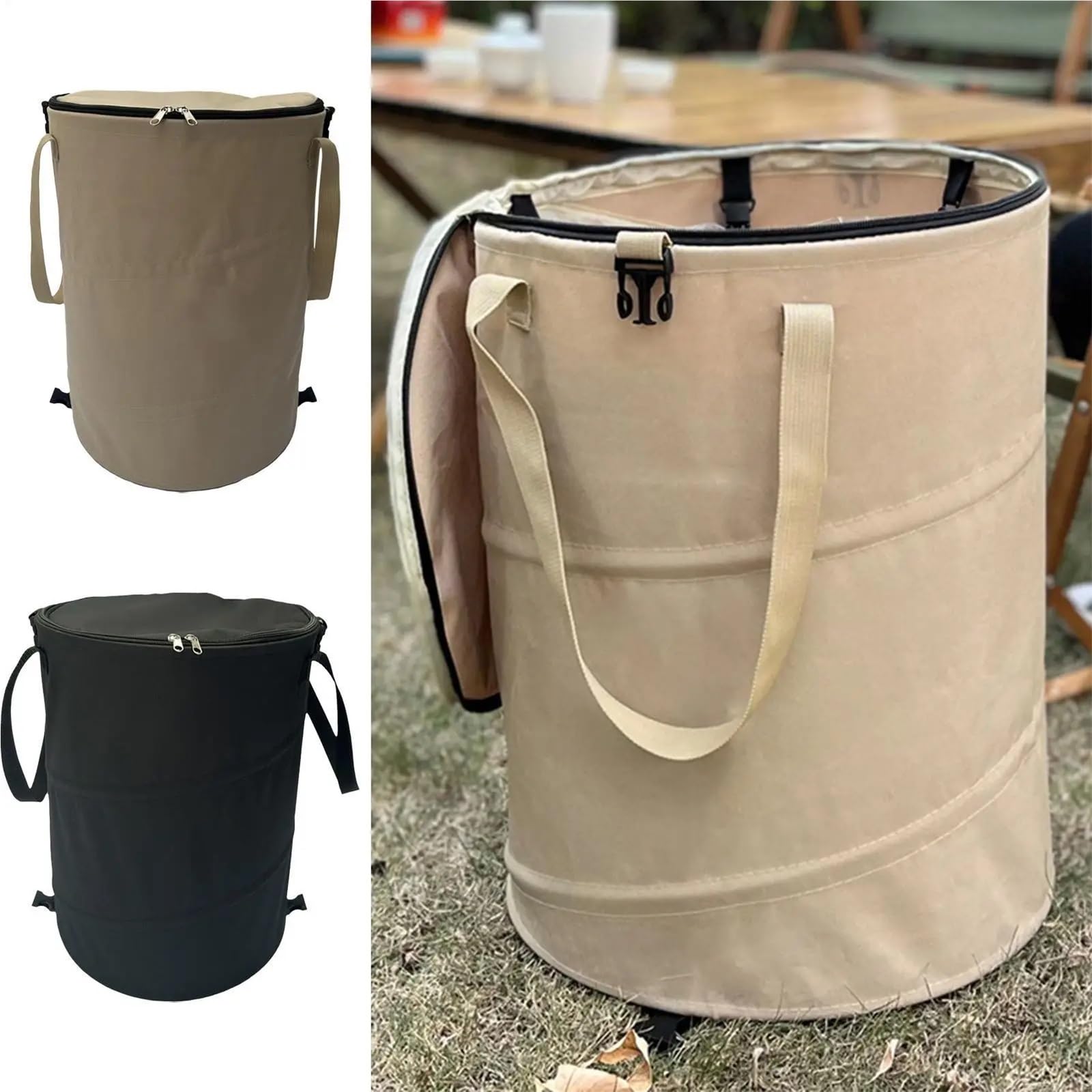 2 Pezzi Pieghevole Campeggio Pattumiera 37l Portatile Sacchetto Dei Rifiuti All'aperto Bidone Della Spazzatura Grande Cestino For Vestiti Sporchi Con Cerniera Per Giardino