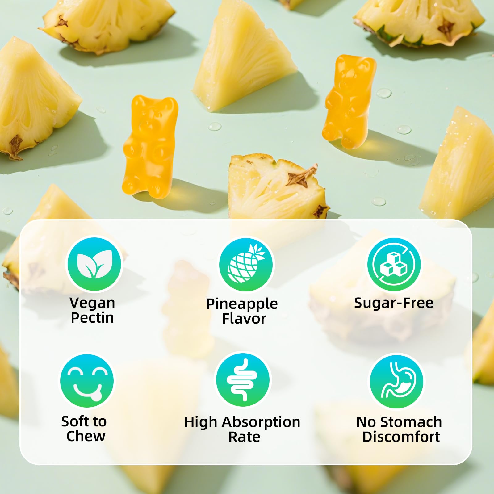 Magnesium Malate Gummies 1000mg, Chewable Magnesium Malate Supplements with CoQ10, L-Theanine & Vitamin B6 for Energy Boost & Muscle Health, Sugar-Free/Vegan, Pineapple Flavor 60 Count — Amazon image 5