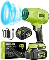 Saker Cordless Leaf Blower: 180,000 RPM Portable Air Duster, 2x 4.0Ah Batteries, Adjustable Speed Handheld for Patio Cleaning & Car Drying (Green)
