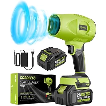 Leaf Blower Cordless, Portable Dust Cleaner Handheld Blower, 30000 RPM Compressed Air Duster for Patio Cleaning, Drying, Camping, Snow Blowing( 1 X 3.0Ah Battery and Charger Included)