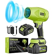 Saker Cordless Leaf Blower Portable Dust Cleaner Handheld Blowers 2 x 4.0Ah Batteries 180000 RPM Air Duster with Adjustable Speed for Drying Patio Cleaning Green