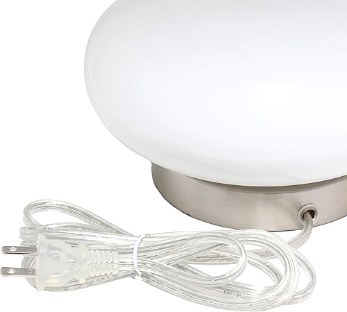 Miniatura 8 de Elegant Designs LT3315-WHT Lámpara de mesa contemporánea de cristal curvo, color blanco