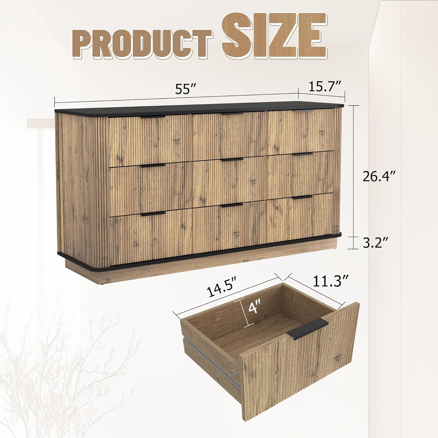 9 Dresser for Bedroom,Modern Large Wood Dresser,Chest of Drawers,Living Room,Hallway,Entryway,TV Stand Drawer Organizer