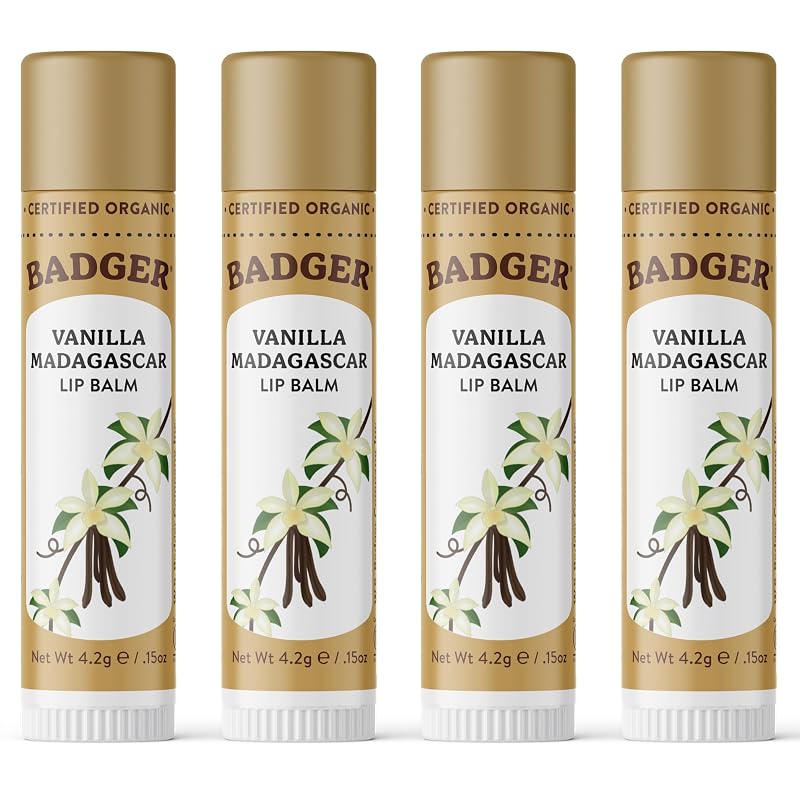 Bálsamo labial Badger Vanilla Madagascar, Pacote com 4