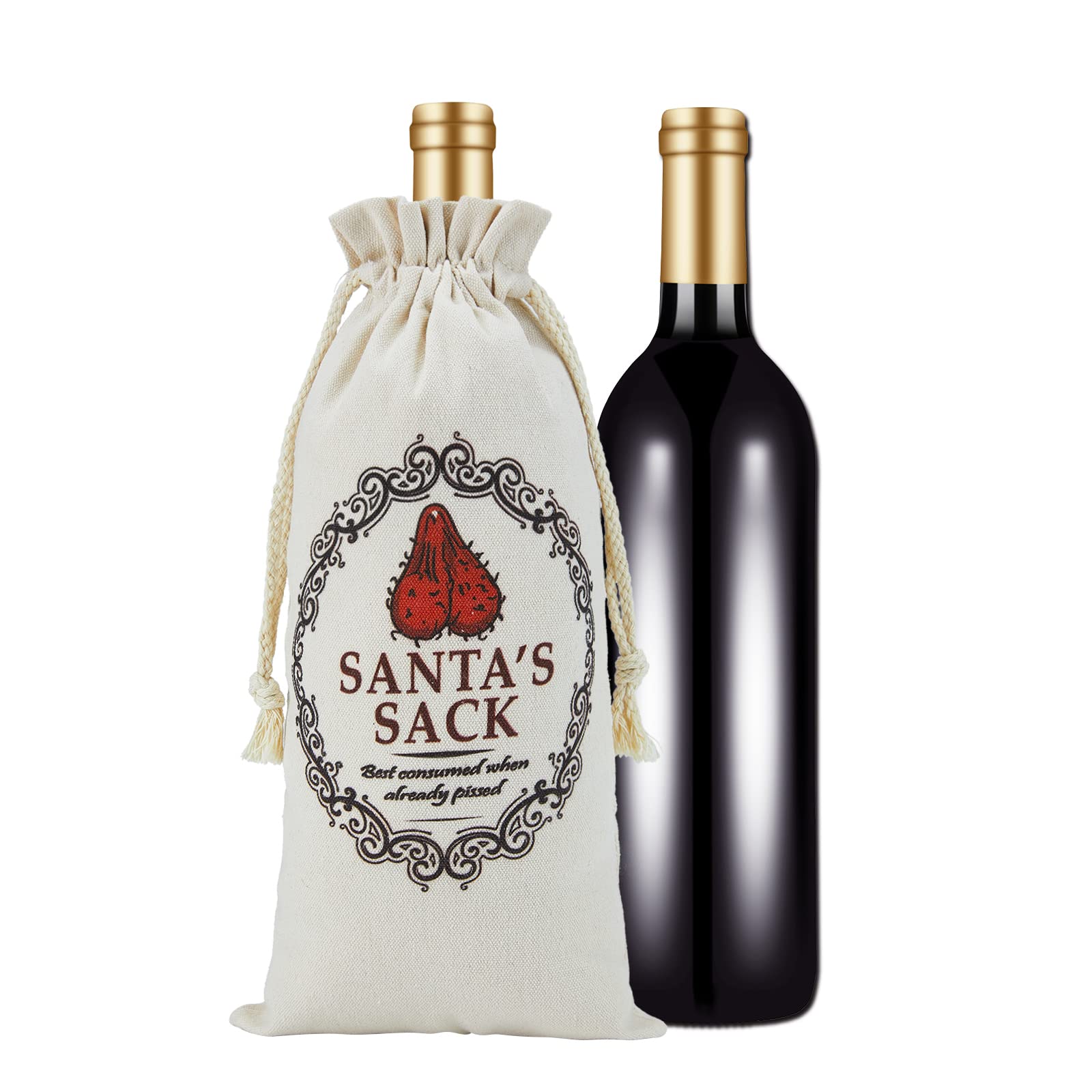 CJ&M SANTA'S SACK Christmas Funny Novelty Wine Bottle bags Joke Humour secret santa