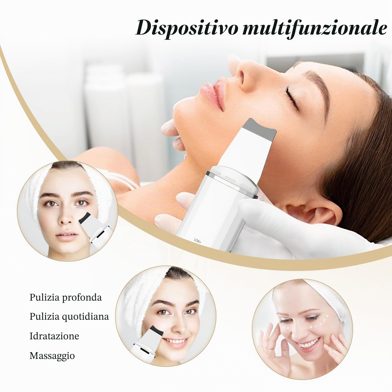 Pulizia Viso Ultrasuoni, ANLAN Skin Scrubber Professionale Per Pulizia Profonda la Viso Peeling e Cura,4 Modalità Rimozione di Comedone Punti Neri Rimozione, USB Ricaricabile