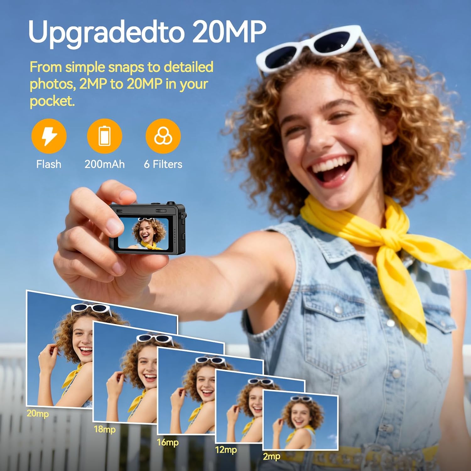 Mini Keychain Camera, 2K 20 MP Mini Digital Camera with 16G Card Travel and Vlog, Long Battery Life, Photo Video Camera Compact and Portable for Kids, Teens, Brown