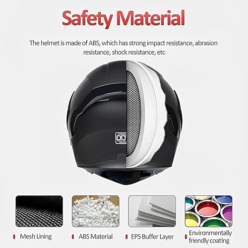 Miniatura 3 de Casco modular de motocicleta de cara completa aprobado por DOT con protector solar de doble visera, sistema de ventilación múltiple, forro lavable