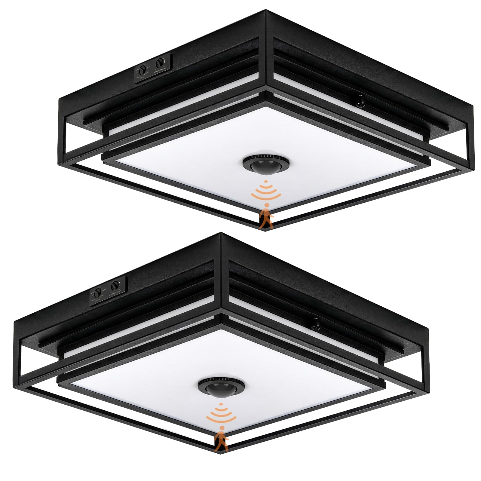 13" Motion Sensor Outdoor Ceiling Light Large Flush Mount Lighting 2 Pack