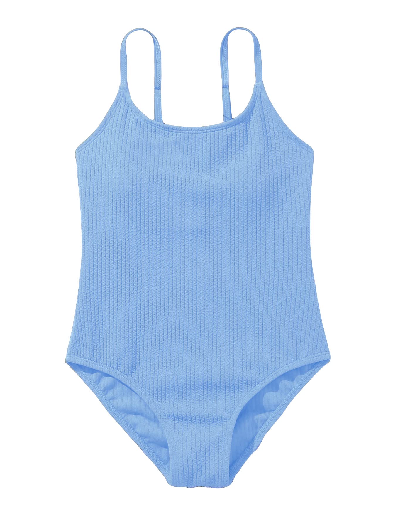 Milumia Girl's One Piece Swimsuit Ditsy Floral Tie Side Cut Out Back Bathing Suit Light Blue 11-12 Years