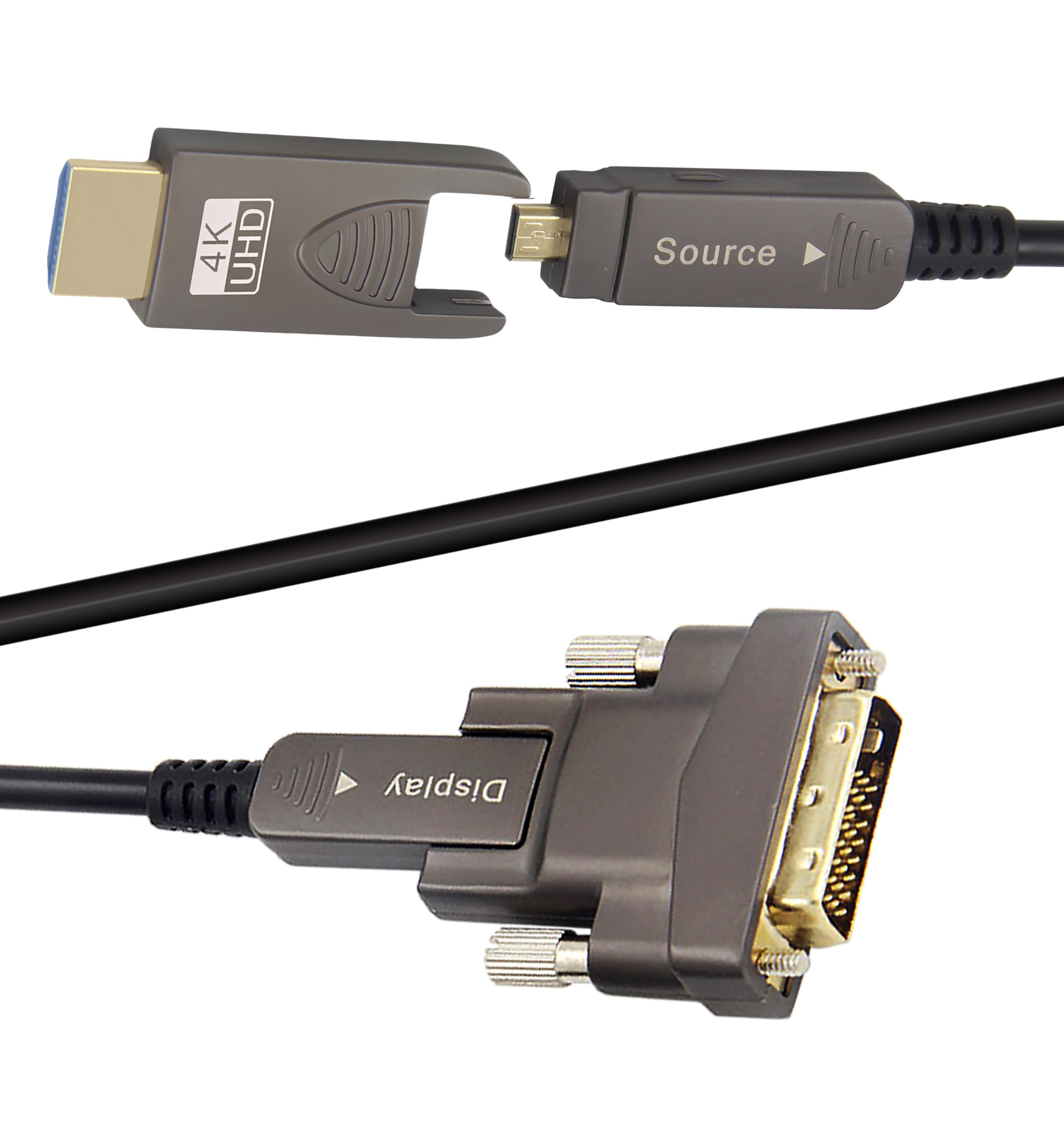 20ft 4K HDMI DVI Cable, Fiber Optic HDMI Cable, Micro HDMI to HDMI, Detachable Type A to DVI, D to DVI, 18Gbps Ultra Speed, Slim Flexible, Long Extended, for Projector TV Xbox PS
