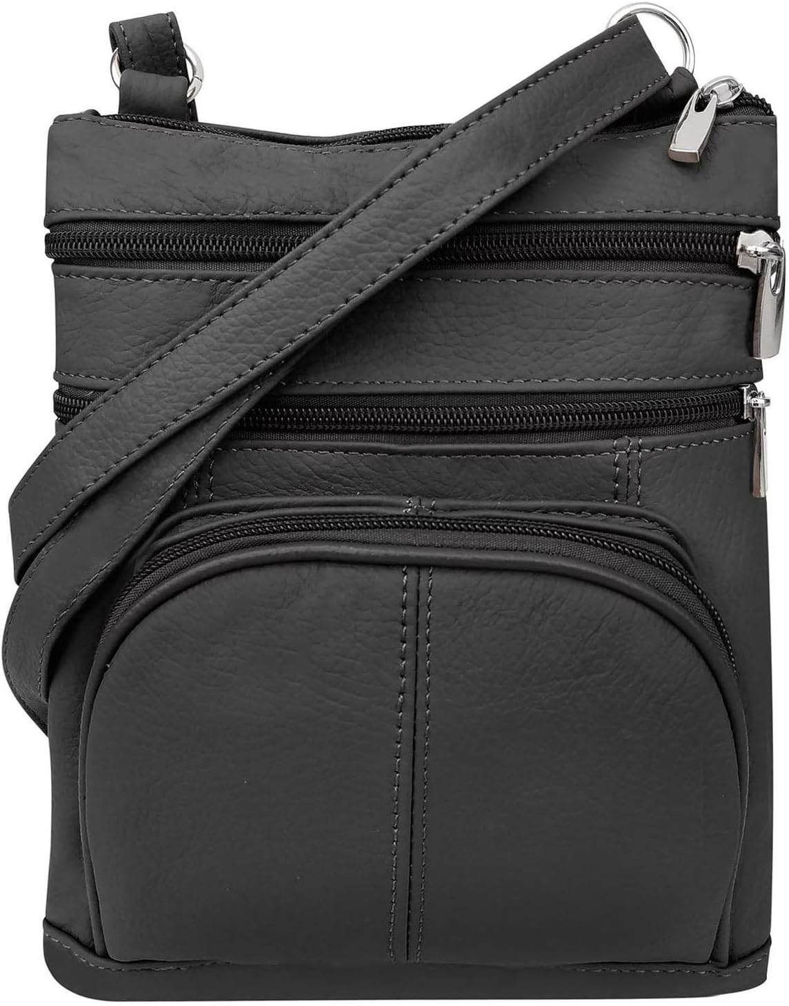 Silver Fever Women’s RFID-Blocking Crossbody Shoulder Bag - Top Grain Leather, Adjustable Strap, Multiple Pockets