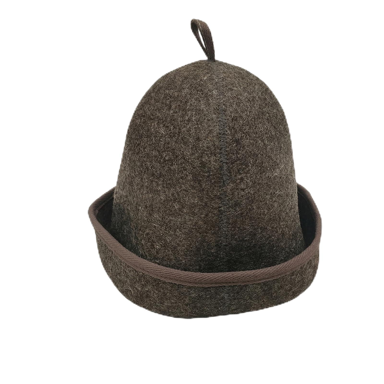GMHLLES Sauna Hat for Women and Men, Felt Sauna Hats with Hook, Insulation Steam Bath Hat Room for Bath Bathroom House (Brown)