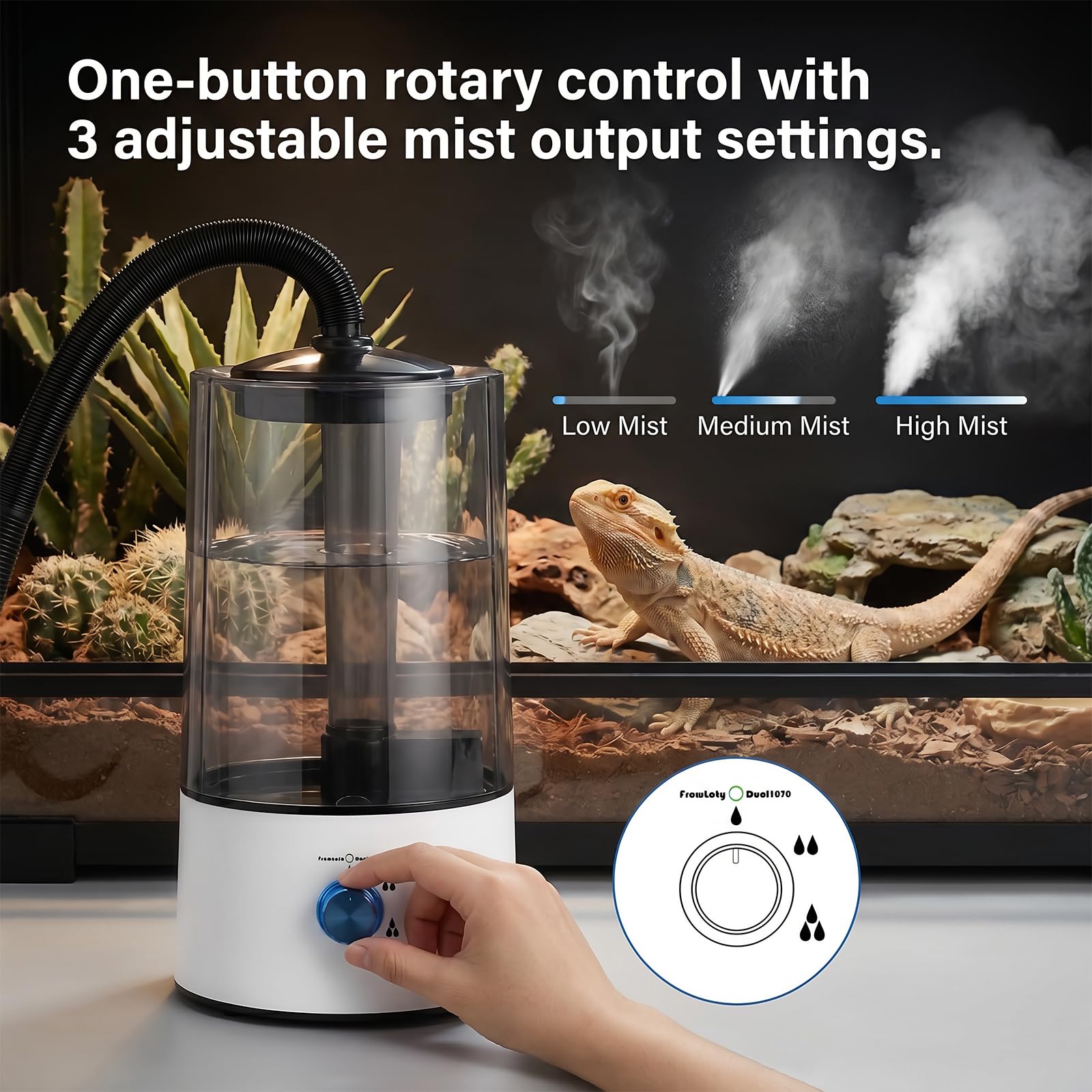 Reptilien Luftbefeuchter,Terrarium Vernebler 4L,smart reptile humidifier reptilien luftbefeuchter Dreistufige Sprühgrößeneinstellung, Terrarium Luftbefeuchter für Eine Vielzahl von Reptilien