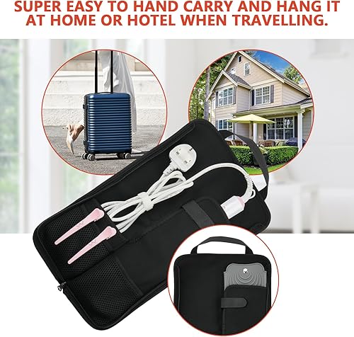 Miniatura 10 de Beautyflier Funda de hierro plano de 2 piezas, lona resistente al calor, bolsa de soporte para alisador de pelo, funda de viaje para alisador de