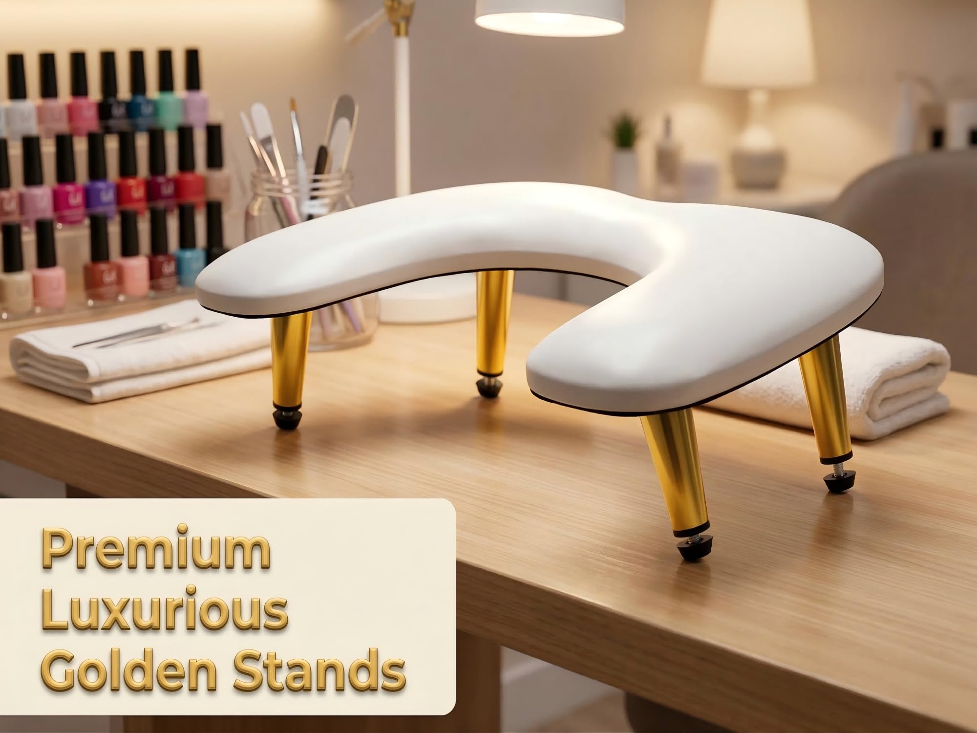 U-Förmig Handauflage Nagelstudio: Goldene Funkelnde Schräge Kegelförmige Ständer Wrist Rest - 45°Schräge Unterstützung Handauflage Nägel - Lindert Schmerzen in Arm und Handgelenk