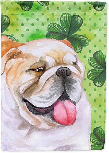 Caroline's Treasures BB9813GF - Bandera de jardín de Bulldog Inglés de San Patricio, bandera de buzón verde, bandera decorativa para patio exterior,