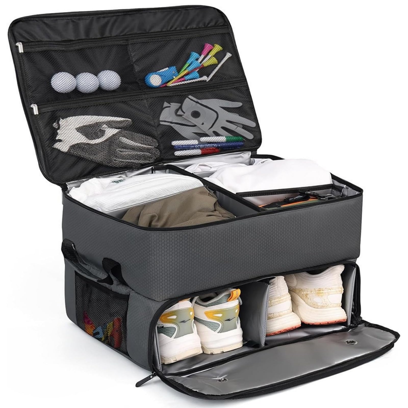 Hixingo Borsa Porta Scarpe da Golf Impermeabile e Traspirante, Sacca Porta Scarpe Sportive per Uomo e Donna, Custodia da Viaggio per Calzature da Golf (Grigio scuro,46x24x36cm)
