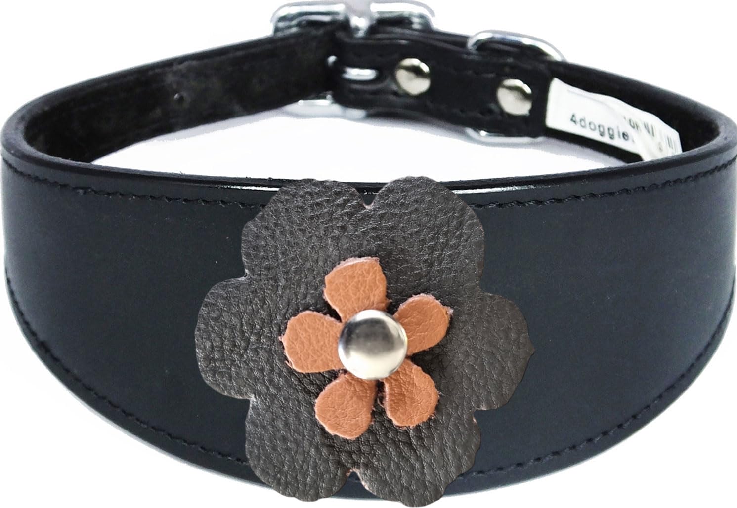 Sighthound Leather Collar with Padded Backing, Flower Design, for Whippet and Greyhound 1-3