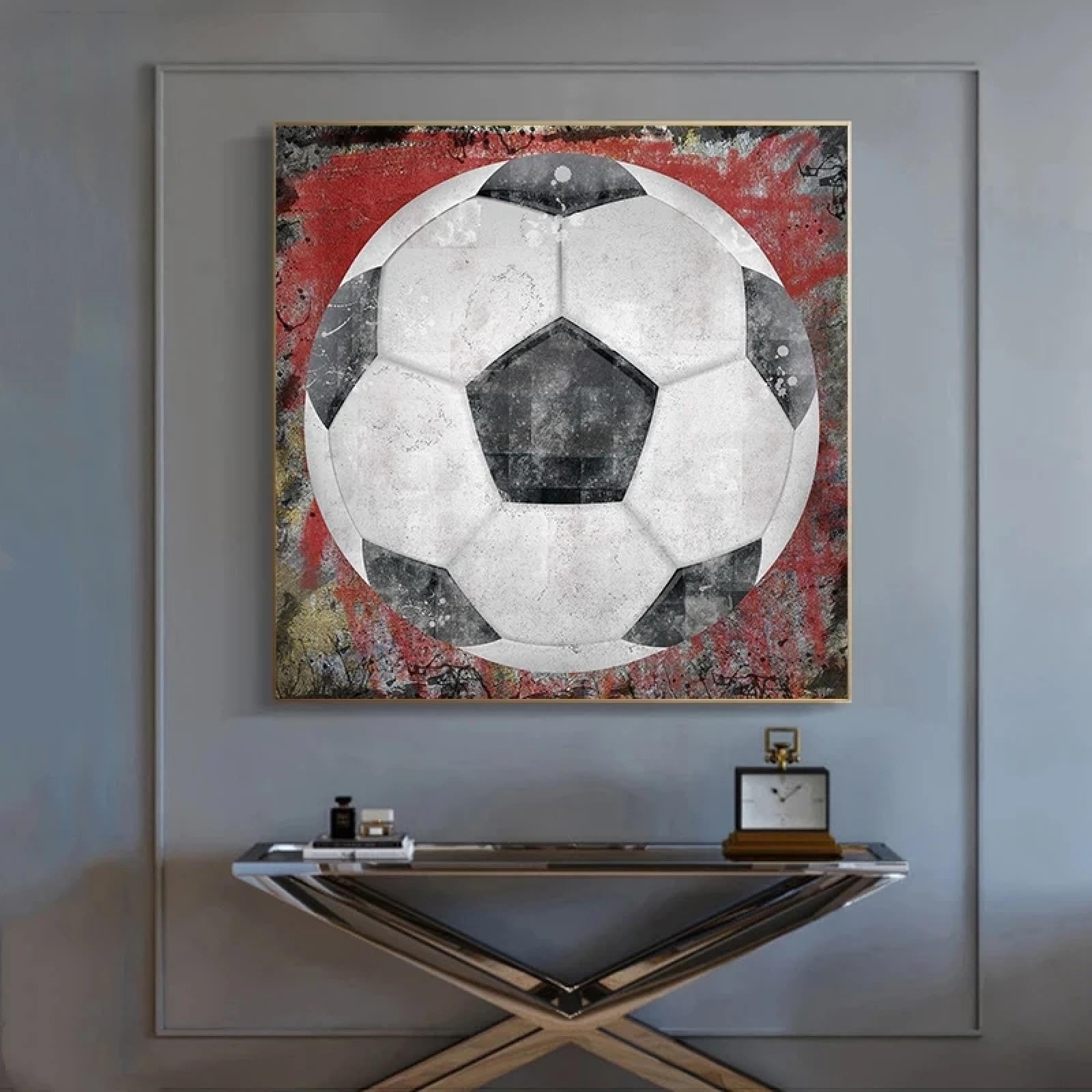 XINBAO Póster de arte callejero con diseño de balón de fútbol, pintura en lienzo motivacional, impresión de balón de fútbol, decoración de pared para habitación deportiva, 50 x 70 cm, sin marco