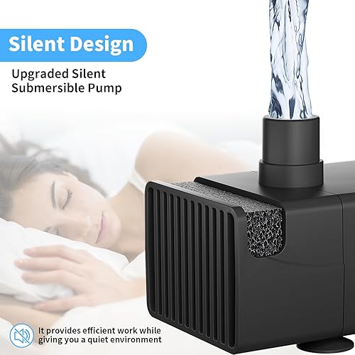Miniatura 5 de ERAARK 80GPH 2.5W Mini bomba de agua sumergible ultra silenciosa pequeña bomba de fuente para acuarios, pecera, estanque, hidroponía (bomba sin