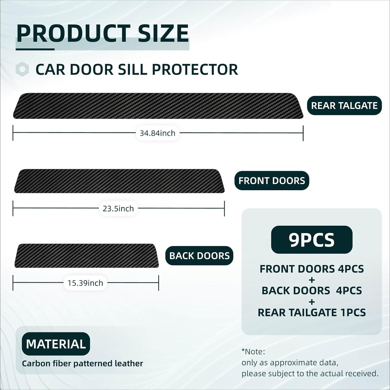 Car Door Sill Protector Compatible with Chevrolet Chevy Equinox New 2025-2016 Custom Fit Crossover LT RS Anti-Scratch Carbon Fiber Threshold Protection Sticker, Trunk & Door Entry Edge Guard (9pcs)