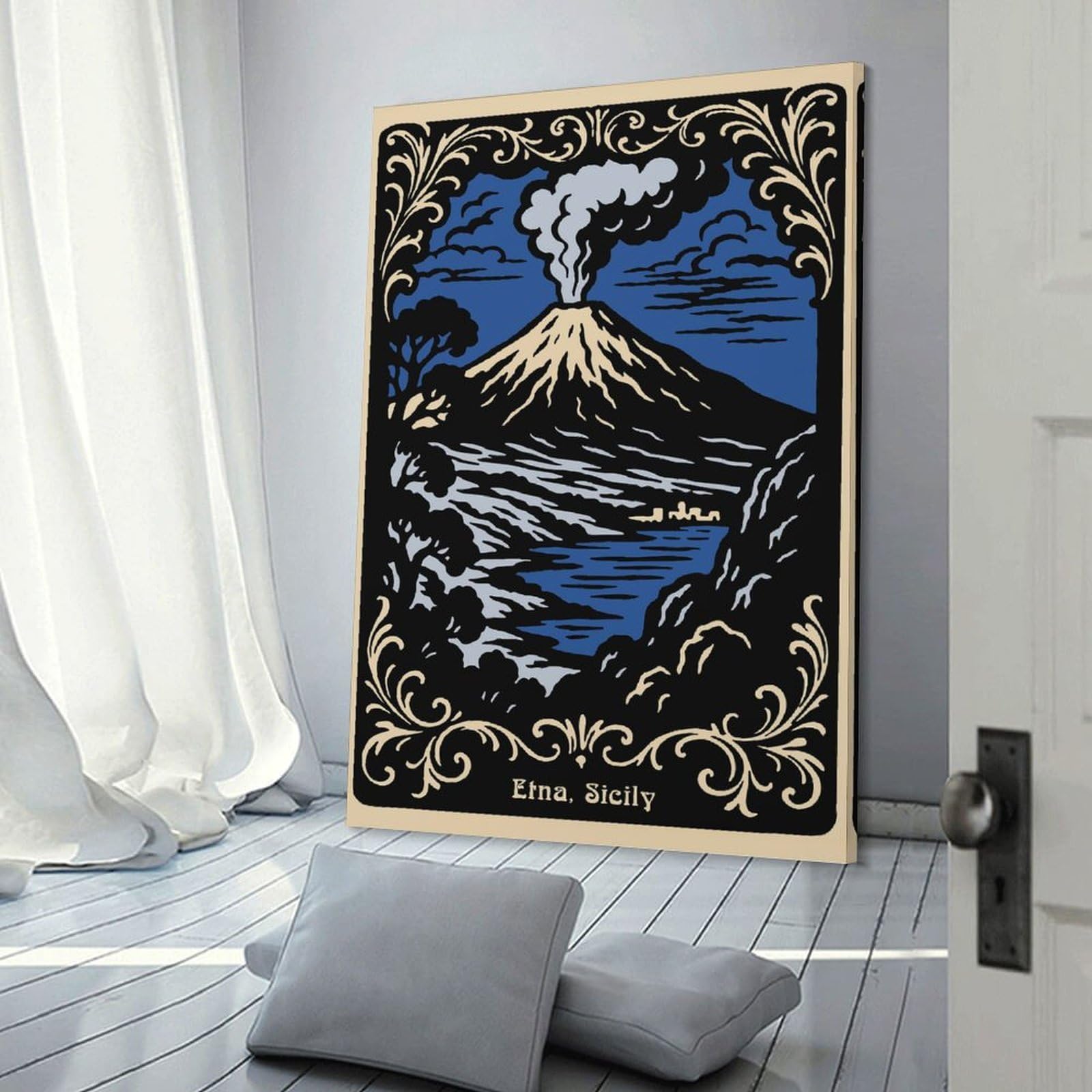 Junmoney Etna, Sicily Volcanic Landscape Art Wall Picture Print 20x30inch(50x75cm), for Bedroom Decor, Cosy Corners Or Studios, Home Artwork with A Soft Interior Feel