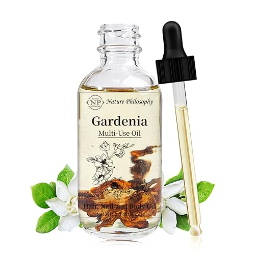 NP NATURES PHILOSOPHY Gardenia Aceite multiusos para cara, cuerpo y cabello, aceite esencial orgánico fragante vegetal para piel seca, cuero