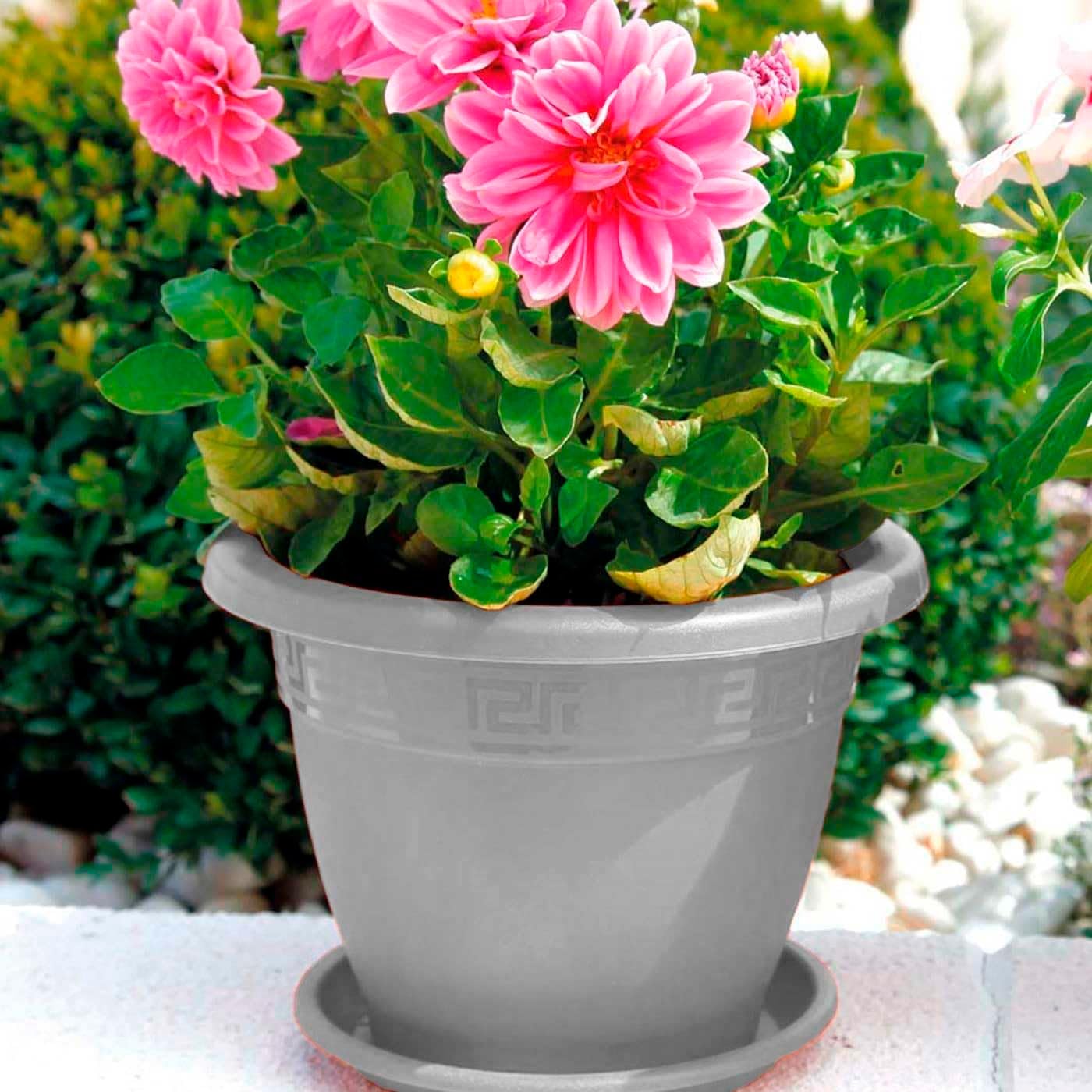 Acan Tradineur - Pack de 2 Macetas Redondas Terracota - Fabricado en Plástico -Macetero Apto para Exterior e Interior del hogar - Ø 60 cm - Color Blanco