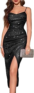 Sequin Cocktail Formal Spaghetti Strap Party Prom Wedding Guest Bodycon ...