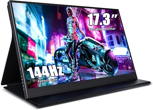 ZSCMALLS Monitor portátil de 17.3 pulgadas 144Hz 1080P FHD Monitor de juegos USB-C HDMI Pantalla de computadora HDR IPS Extensor de pantalla para