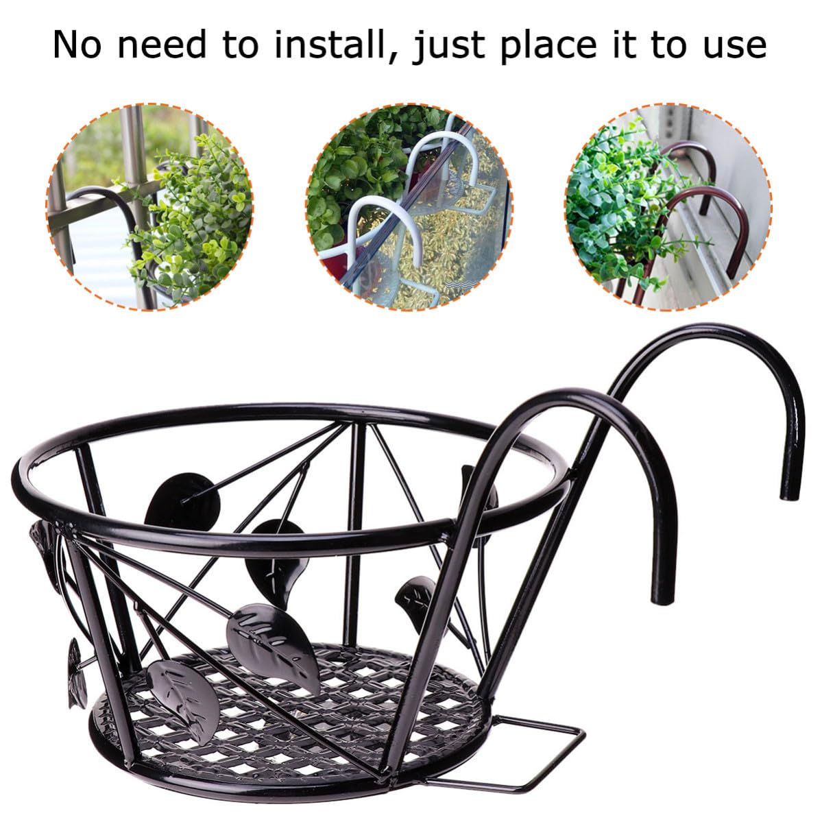 Soporte de Hierro para Macetas Colgantes en Balcón y Patio, Diseño Elegante y Práctico, Fácil Instalación y Ahorro de Espacio para Decoración de Jardín Exterior