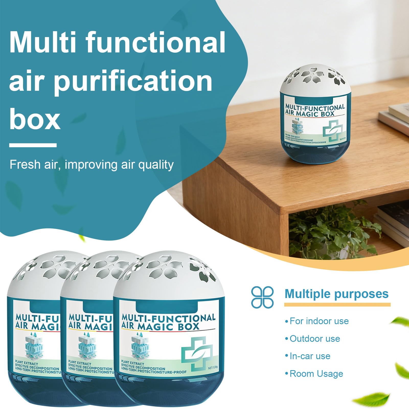 Boîte magique de dépoussiérage de purification d'air, parfum de nettoyant de boîte magique d'air multifonctionnel, aspiration automatique de la poussière et longue durée, désodorisants (4)