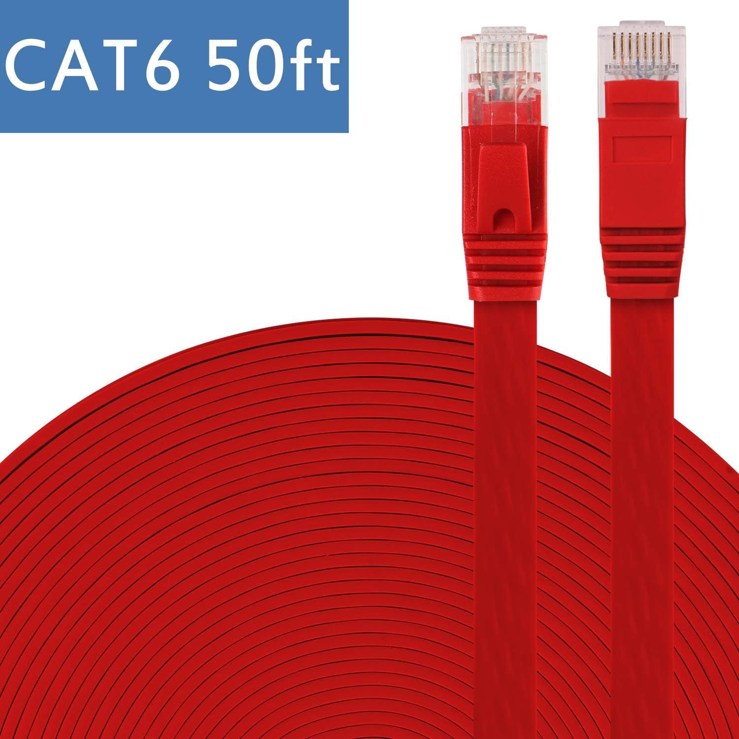 Cat6 Computer Cable, 50 ft Long Cord with