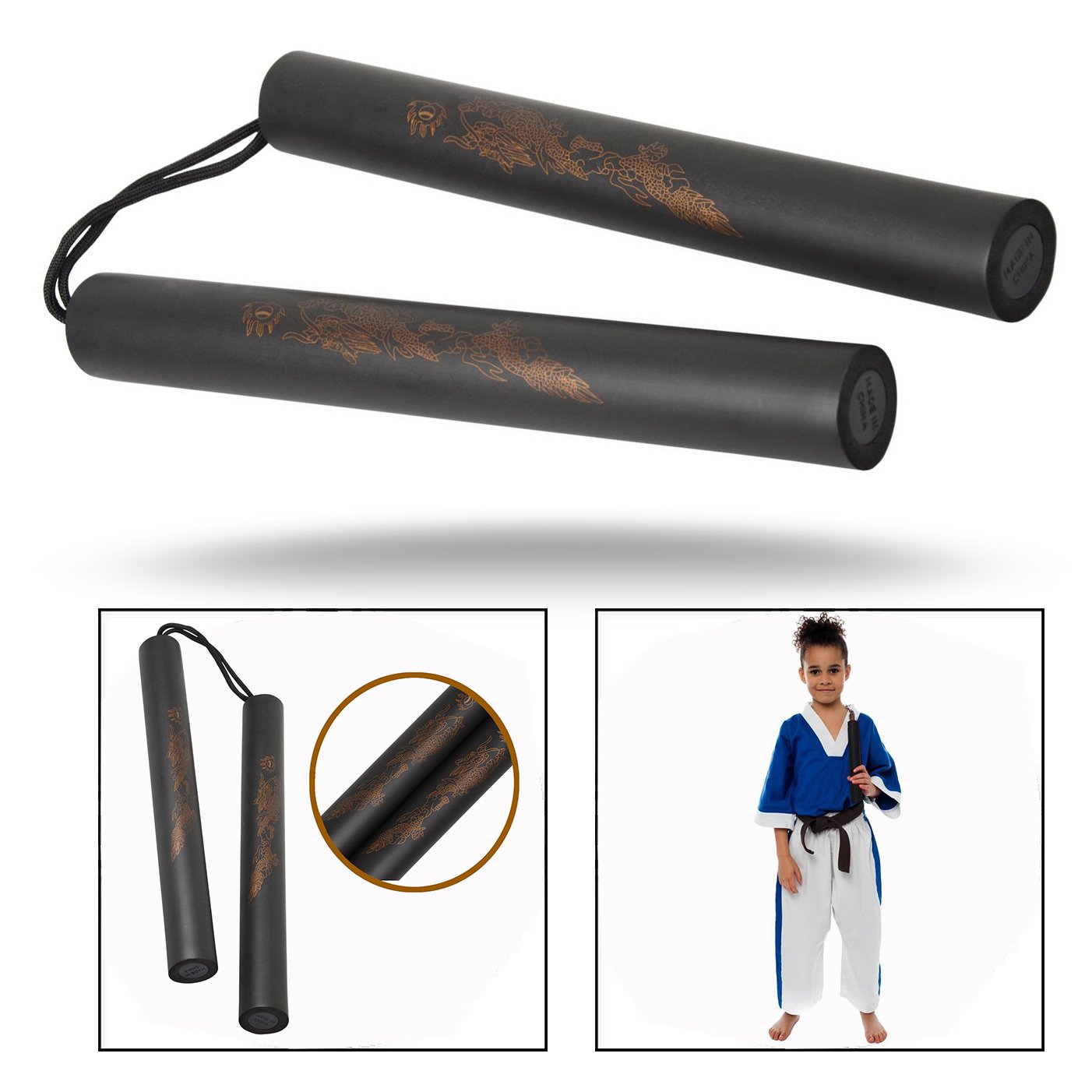 Bastón de Entrenamiento de Artes Marciales con Cable, Espuma, Negro