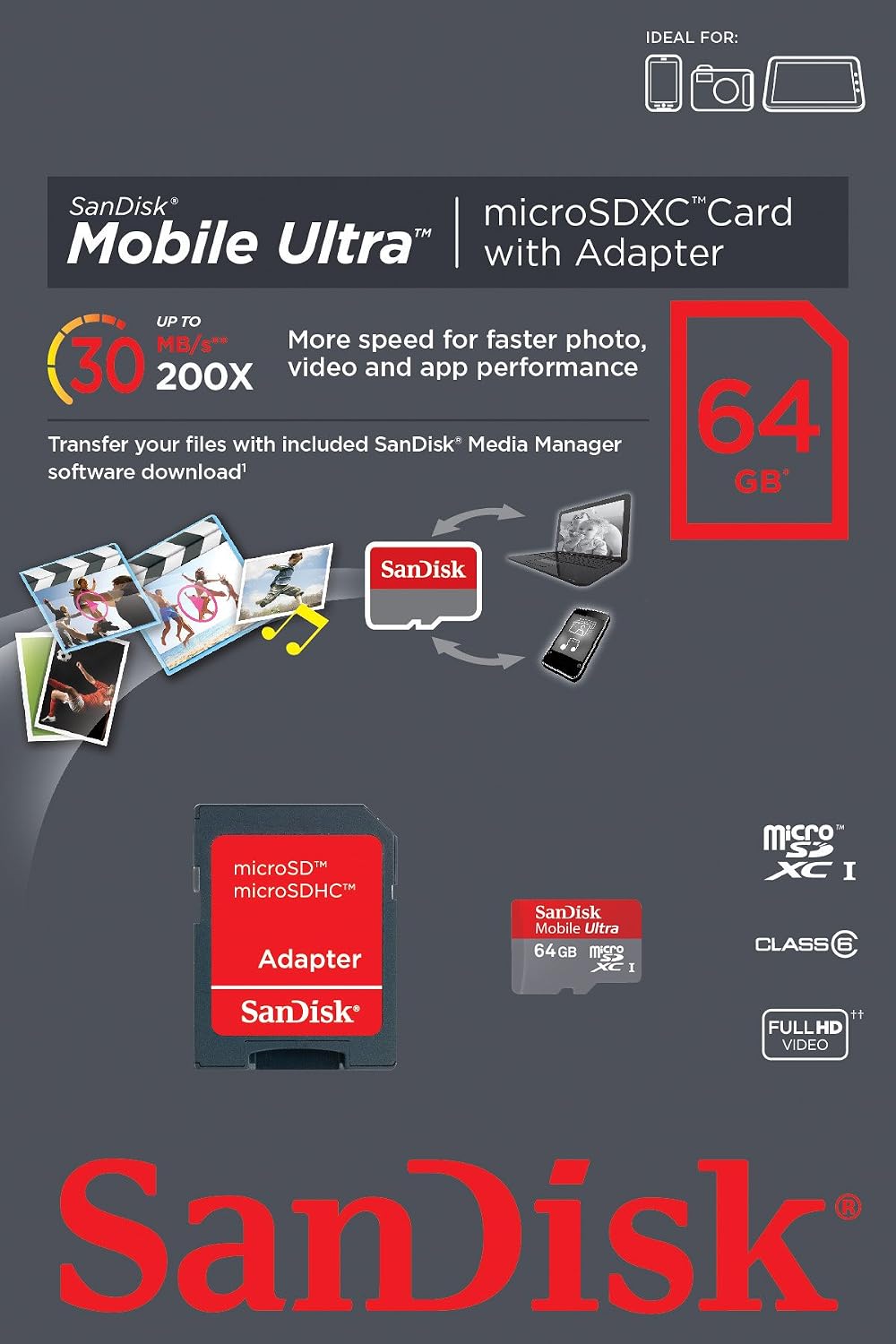 SanDisk Mobile Ultra microSDXC Class 6 - 64GB Flash Memory Card