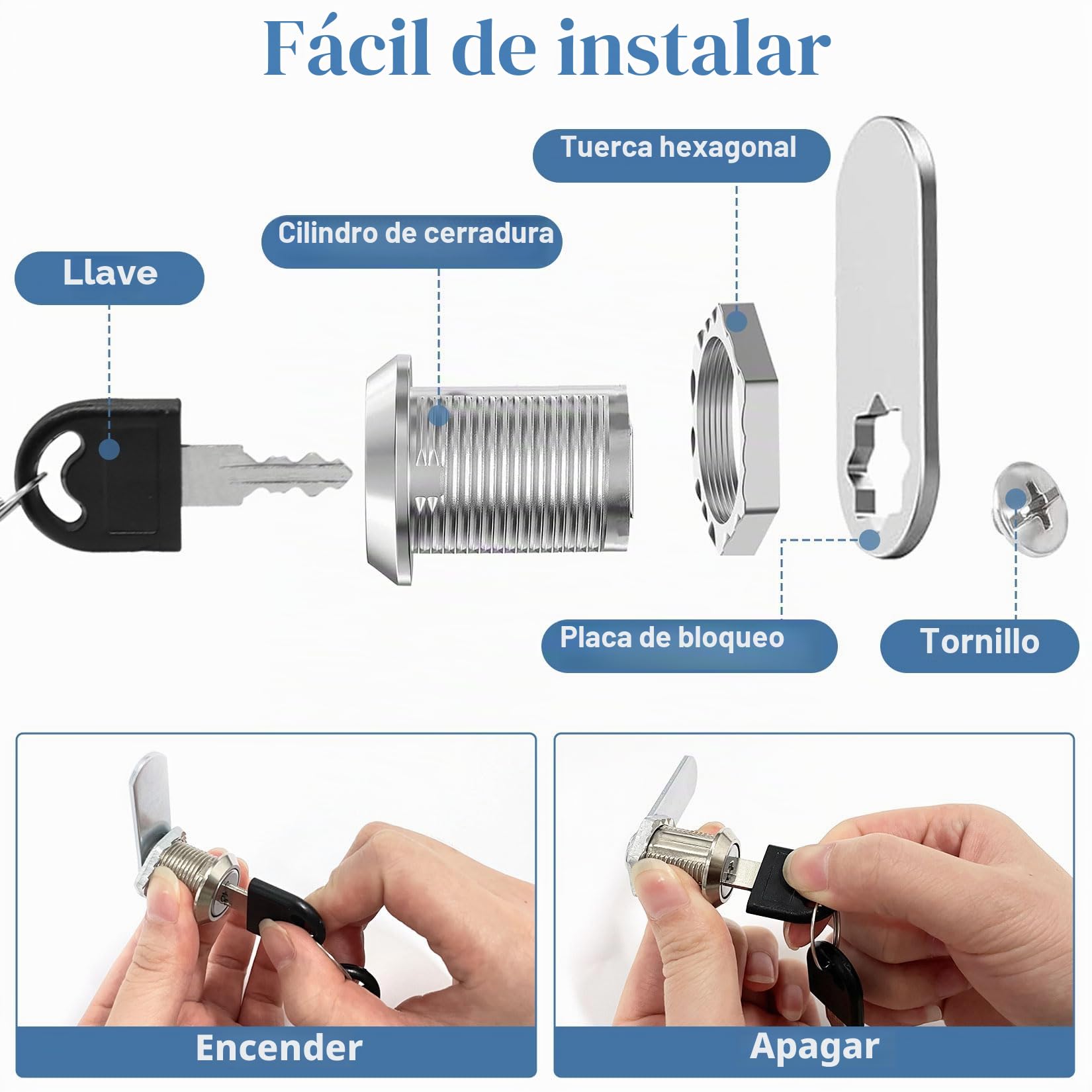 10 Piezas Cerraduras Taquillas 20 mm una llave Controla una Cerradura, Cerradura Taquilla Vestuario para Puertas de hasta 16 mm de Espesor