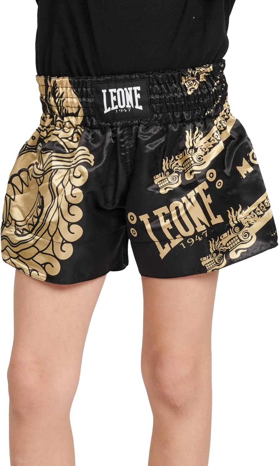[Leone 1947] ショートパンツ MONTEZUMA JR THAI SHORTS ボーイズ ブラック/ゴールド