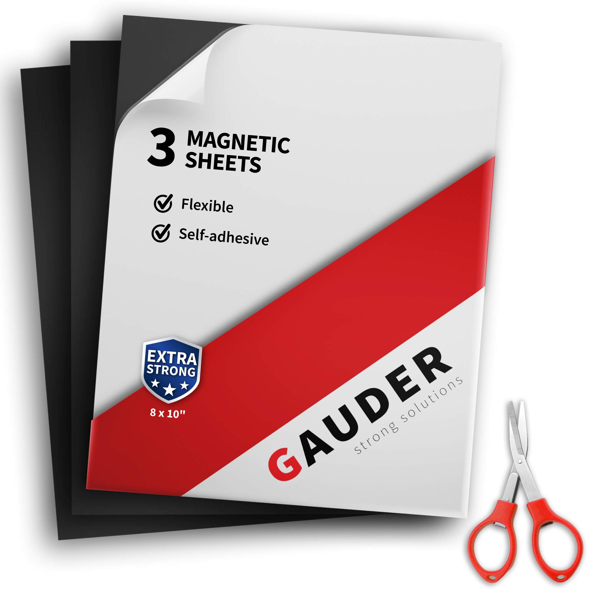 GAUDER Large Magnetic Sheets with Adhesive Backing | Peel and Stick Magnet Sheets | Flexible Magnetic Paper